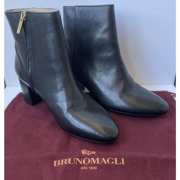 NEW$449 Bruno Magli Jenny LEATHER ANKLE BOOTS Womens Shoes Black SZ 6.5 EU 36.5 - Picture 5 of 6